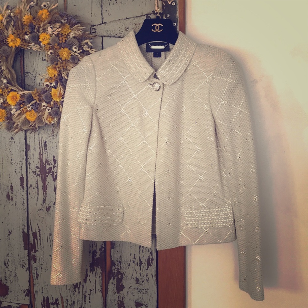 St. John couture beige beaded jacket